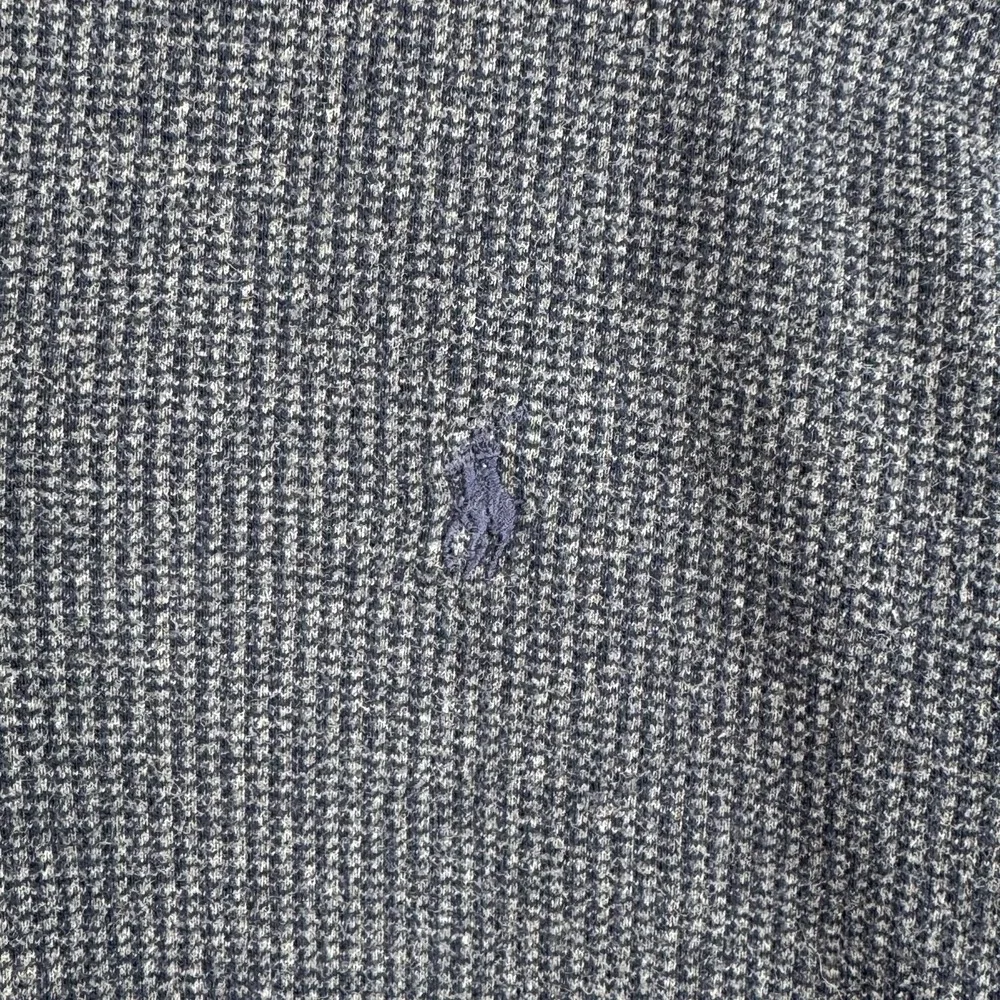 Polo Ralph Lauren Sweater Shirt Mens M Blue Gray Houndstooth Cotton Long Sleeve